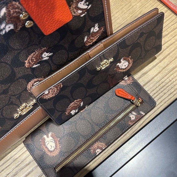 Coach Slim Wallet In Signature Canvas With Hedgehog Print
Gold/Brown Black Multi - Picture 16 of 16